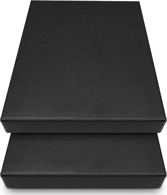 Golden State Art, Clamshell Archival Storage Box 16x20, Black, Pack of 2 | Acid-Free Photo Box with Metal Edge Corner, Preserve And Store Paper Documents Cards Prints Arts and Crafts DIY Projects by GoldenStateArt