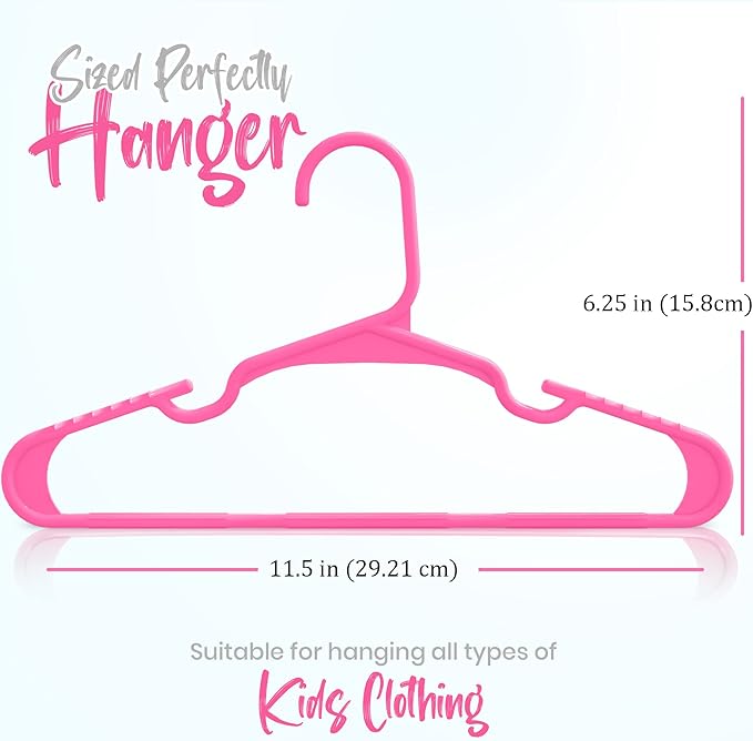 Utopia Home Kids Hangers 60 Pack – 11.5 Inch Baby Closet Hangers Pink | Plastic baby hangers | Fits children's & infant clothes | Gentle on delicate garments - Image 3