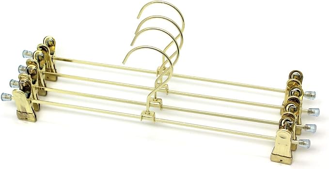 13.8" Gold Metal Wire Clips Hangers with Adjustable Clips - 30 Pack Pants Hangers with Clips Metal Perfect for Pants Trouser Underwear Bottom Clothes Heavy Duty Space Saving Closet Organization - Image 10