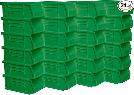 Akro-Mils 30220 AkroBins Plastic Storage Bins, 7"x4"x3", Green, 24-Pack | Space-Saving Stackable Bins for Garage, Pantry, Craft Organization by Akro-Mils