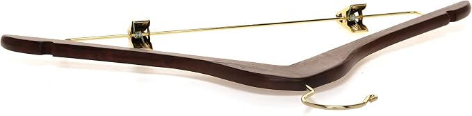 Quality Wooden Skirt Hangers with Clips, 10-Pack Smooth Solid Wood Pants Hangers with Durable Adjustable Metal Clips, Swivel Hook, Coat, Jacket, Blouse Suit Hangers (Walnut - Gold Hook, 10) - Image 5