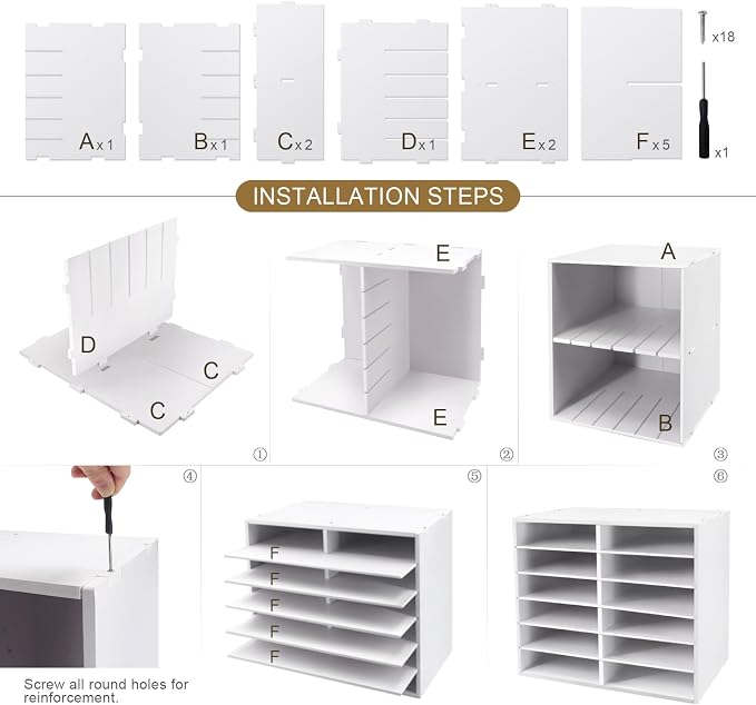SONGWAY Desk Paper Storage Organizer - 12-Slot Literature Organizer with Adjustable Shelves, Countertop Mail Sorter Organizer, Desk File Sorter Organizer, Mailbox for Classroom Office, White - Image 7