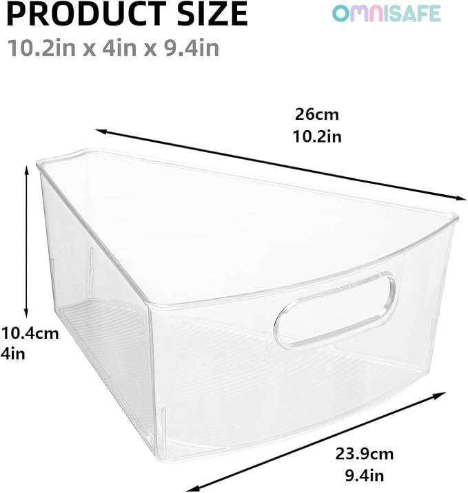 Lazy Susan Organizer Bins,10.2”x 9.4”x 4”, 26" Diameter(6) | Clear, Durable, Kitchen Cabinet Storage Bin Set, Food Safe, Non-Slip Pads, BPA Free - Image 2