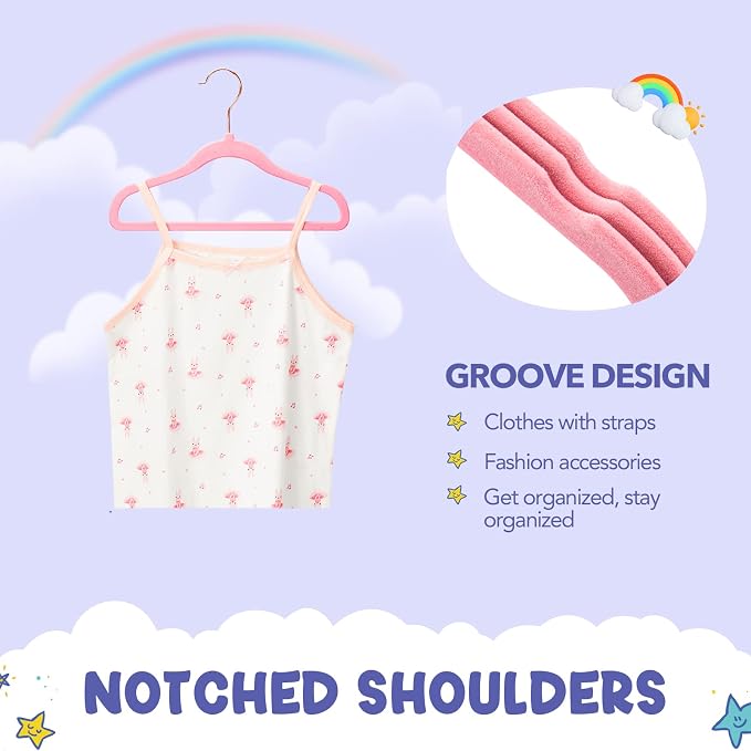 HOUSE DAY Velvet Baby Hangers for Closet, Kids Hangers Velvet 60 Pack, Non Slip Toddler Hanger 11.8 Inch, Durable Childrens Hanger for Newborn Baby Clothes- Blush Pink | Blush Pink Non Slip Toddler Hanger 11.8 Inch, Durable Childrens Hanger for Newborn... - Image 6