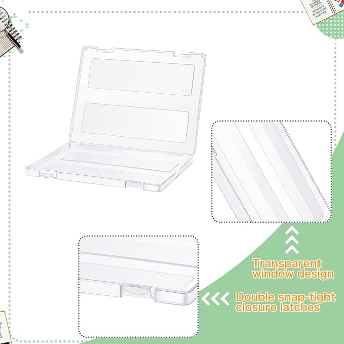 Outus 6 Pieces A4 File Box Paper Photo Storage Box A4 Portable Project Case Clear Plastic Document Magazine Organizer for Back to School Office Supplies Accessories - Image 5