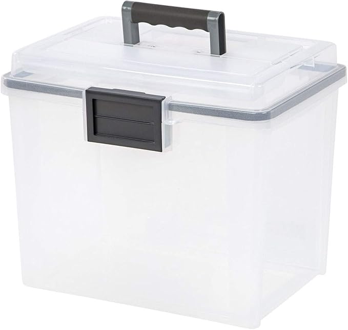 IRIS USA WeatherPro Portable File Box Organizer, 19 Qt. 4-Pack, Clear | Store and transport letter size files, documents and records with weather resistant protection and secure latching - Image 4
