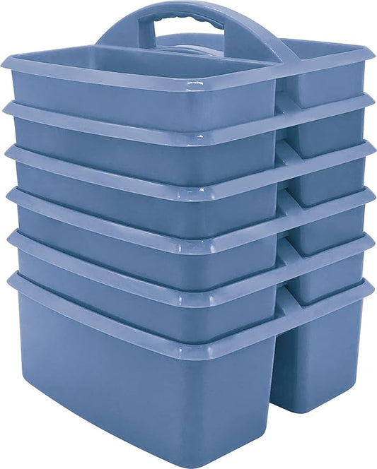 Teacher Created Resources Slate Blue Portable Plastic Storage Caddy 6-Pack for Classrooms, Kids Room, and Office Organization, 3 Compartments by TeacherCreatedResourcesOS