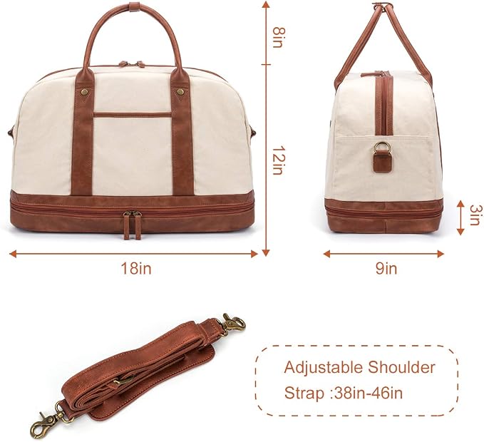 Weekender Bag for Women Canvas Overnight Bag Large Travel Tote Bag Carry on Shoulder Duffle Bag With Shoe Compartment,Perfect for Travel/Daily Use/Birthday Gift … - Image 2