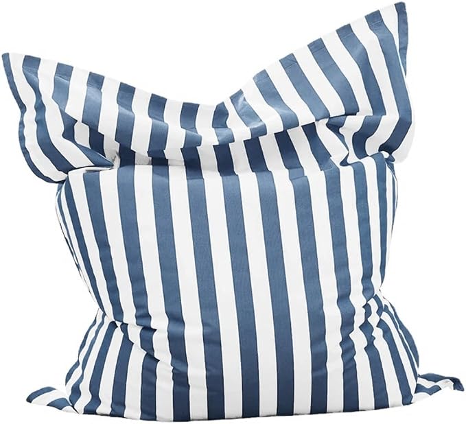 Outdoor Bean Bag Cover for Pool Side (No Filler) Waterproof Beanbag Lounge Chair Sqaure Large Beach Bean Bag Replacement Pouf Oxford Couch Sofa for Adults Swimming Pool Outside (Dust Blue-Stripe) by SXBCyan