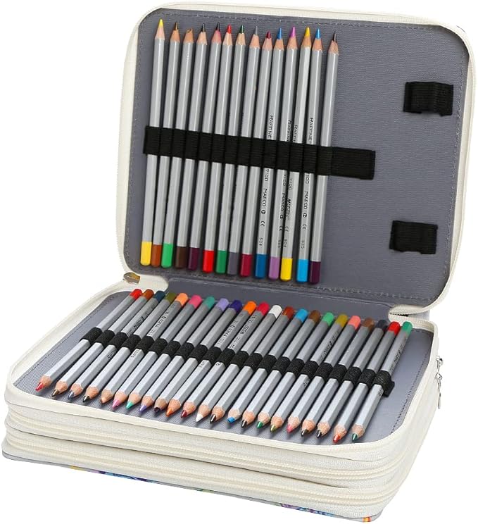 120 Slots Colored Pencil Case Organizer 3-Layer | Twill Oxford fabric Pencil Case Holder with Handle Strap Pencil Box Large for Colored Pencils Watercolor Pencils - Image 3