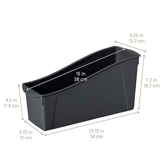 Linking Storage Book Bins, Plastic, 10-Pack, Black | Durable plastic with built-in handles, interlocking, nestable, ideal for books, magazines, and files in a classroom or office - Image 2