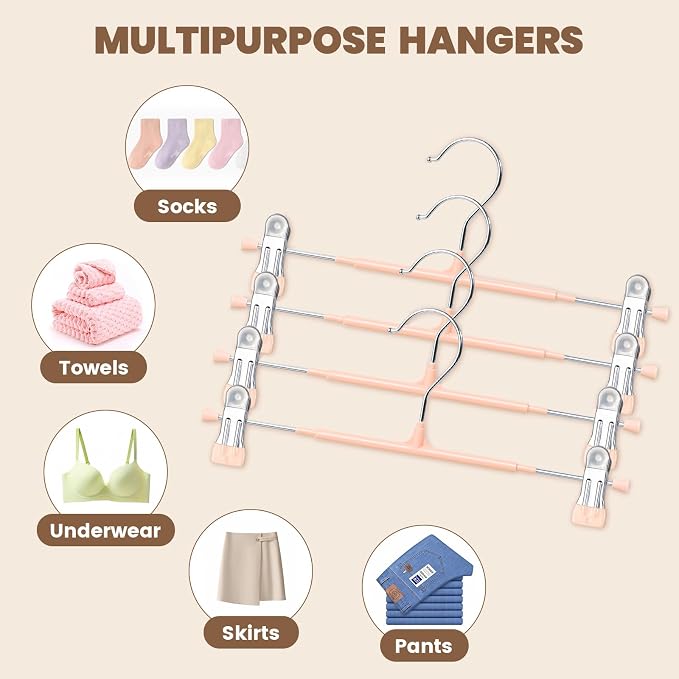 HUADYMEET 12 Inch Heavy Duty Pants Skirt Hangers with Clips,Orange,30 Pack | Metal,Space Saving,Adjustable,Hanger for Jeans Shorts Clothes Slacks Trousers,For Adult Men Women Children, Non Slip - Image 5