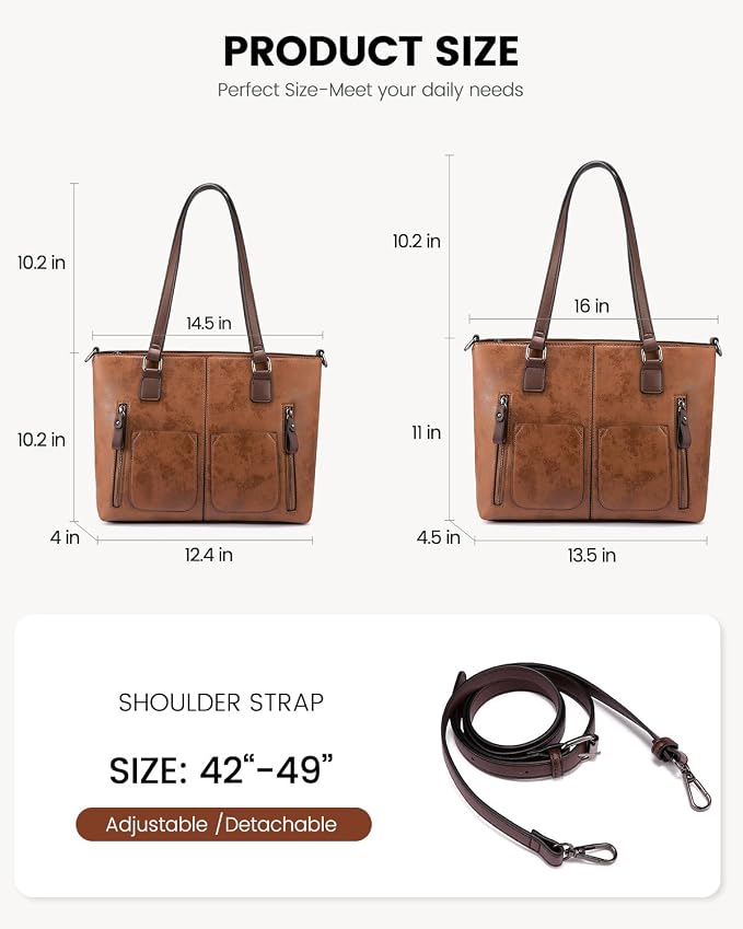 LOVEVOOK Purses Tote Bag for Women, Retro Large Shoulder Handbag, Leather Work Bag with Multi-Pockets, Gifts for Teacher, Mom - Image 5