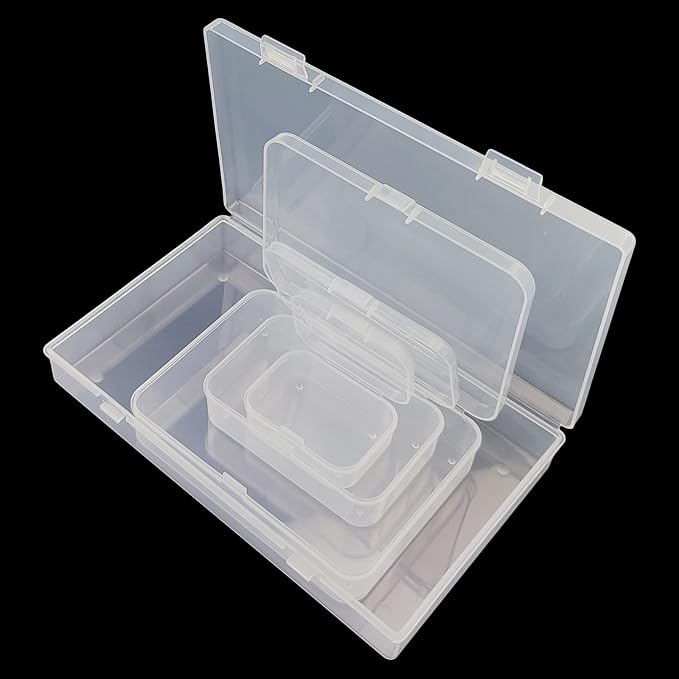 96 Pack Rectangular Clear Plastic Storage Containers | Mixed Sizes, Hinged Lid, For Beads and Small Craft Items - Image 6