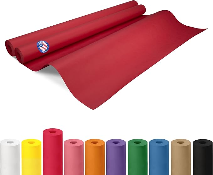 36" x 1200" (100 ft) Red Kraft Paper Roll, Pack of 2 - USA-Made Quality Craft Paper for Gift Wrapping, Kids' Arts & Crafts, School Projects - 100% Recycled, 50 lb Natural Material by IDL Packaging by IDLPackaging