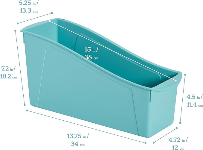 ECR4Kids Linking Plastic Storage Book Bin, Multipurpose Organization, Contemporary, 10-Piece | Durable plastic with built-in handles, interlocking, nestable, ideal for books, magazines, and files in a classroom or office - Image 2