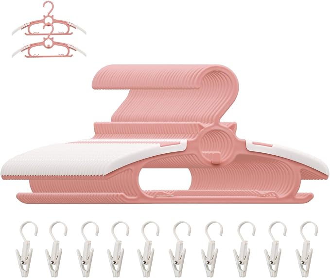 Baby Hangers,50Pack Space Saving Kids Hangers Pink | Non-Slip Toddler Clothes Hangers,11-14" Adjustable Plastic Infant Hangers for Girl Boy Toddler Kids Child. by Gencuoir