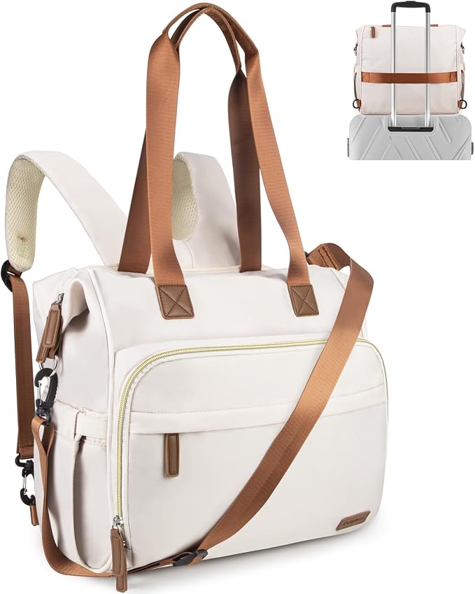 Diaper Bag Backpack Mommy Bag Large Capacity Diaper Backpack Travel Essential Baby Diaper Bag for Mom and Dad, Black (White & Creamy-White) by Pripher