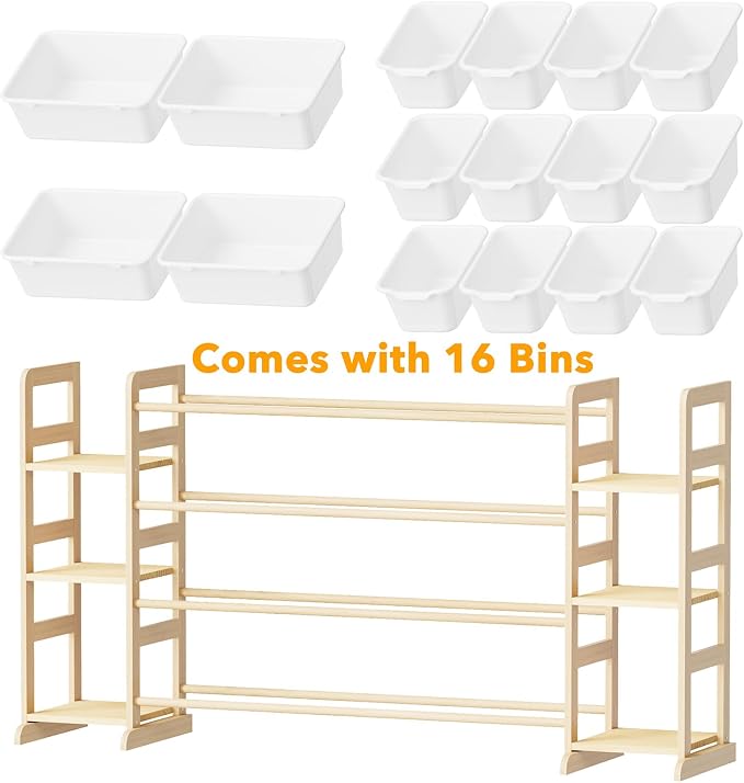 SpaceAid Toy Storage Organizer with 6 Shelves and 16 Bins, Toy Organizers Storage Bookshelf, Kids Bin Shelf Toys Box Bookcase for Bedroom Playroom Organization Room Decor, White - Image 7
