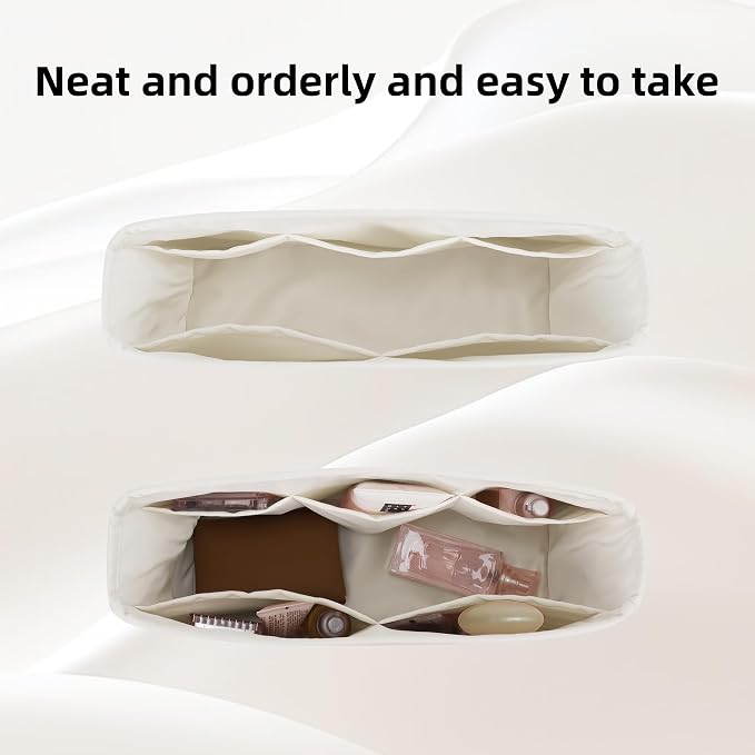 DGAZ Silk Purse Organizer Insert for Neverfullbag(Gris Pale,PM) | Soft and Lightweight,Perfect Fit,Multi-pocket Storage,Bag Protector,Luxury Bag Care,Handmade,for Smooth Bag Organizer - Image 5