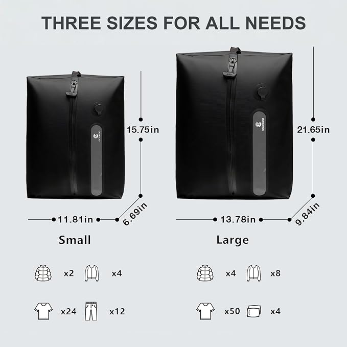 Travel Vacuum Storage Bags with Portable Pump, 2 Pcs IP68 Reusable Extra Large Compression Storage Bags, Space Saver for Clothes, Blanket, Comforter, Fits 20-26 Inch Suitcase, Holds Up to 35+ Items - Image 2