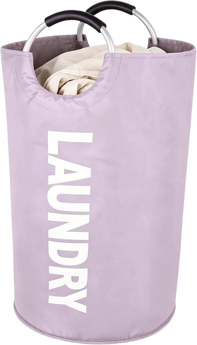 90L Collapsible Laundry Bag with Handle,Large Dirty Clothes Hamper Foldable Laundry Hamper,Purple Collapsible Laundry Basket Dorm Waterproof Hamper Tall Washing Bin,Storage Container for Snacks Dolls by Pansyling