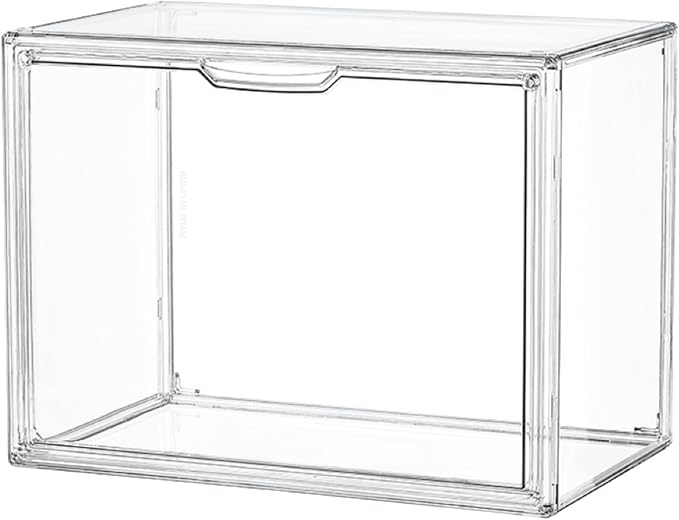 LXLXXL Clear Acrylic Display Case, Stackable Plastic Storage Bins, X-Large | Stackable Storage Bin with Magnetic Attraction Lid, XL Clear Acrylic Case, Showcase for Cosmetic, Large Figures Collectibles by LXLXXL