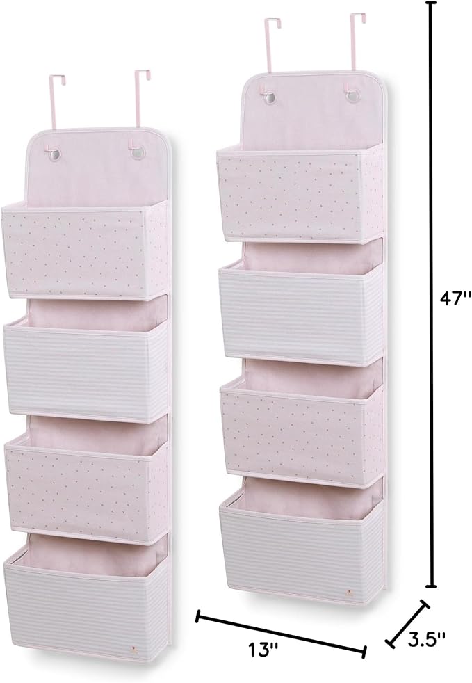 Delta Children - babyGap 2-Pack Over the Door Storage Organizer with 4 Pockets, Pink - Image 3