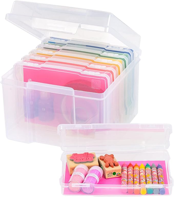 IRIS USA Photo Storage Box |Made in USA| 6 Cases - Clear | Fits 4" x 6" Pictures / Organizing Containers for Tasks, Stickers, Ephemera & Flashcards by IRISUSA