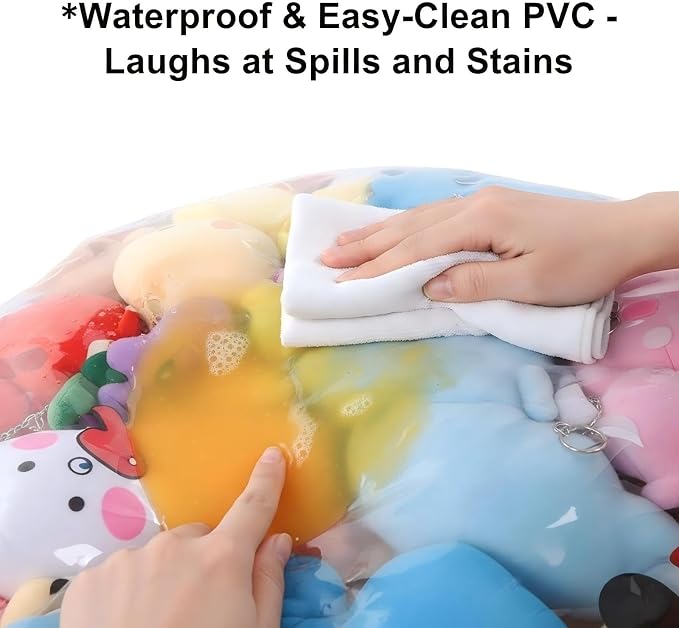 Clear Stuffed Animal Storage Bean Bag Chair Cover - Extra Large 150L, Waterproof & Easy-Clean Toy Organizer with Plastic Window,forNursery, Bedroom, Playroom (Cover Only, No Filler) (C1pcs) - Image 3