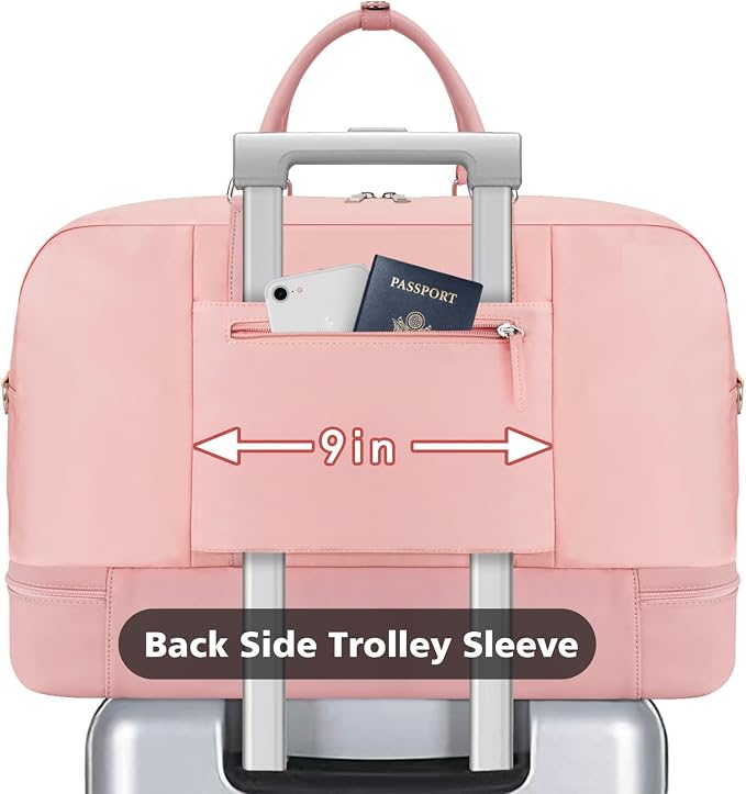 Weekender Bag for Women, Large Overnight Bag Canvas Travel Duffel Bag Carry On Tote with Shoe Compartment 21" 3Pcs Set - Image 3
