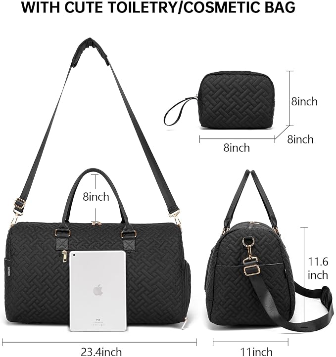 Duffle Bag for Travel, Weekender Bag with Shoe Compartment, Carry On Overnight Bag for Women with Toiletry Bag, Gym Bag with Wet Pocket, Hospital Bags for Labor and Delivery Beige - Image 5