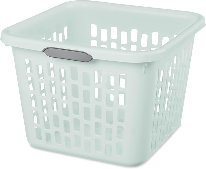 Sterilite Laundry Basket, Plastic Clothes Hamper, Large Square Bin with Comfort Grip Handles and Reinforced Rim, 1.5 Bushel Capacity, Mint, 18 Pack - Image 6