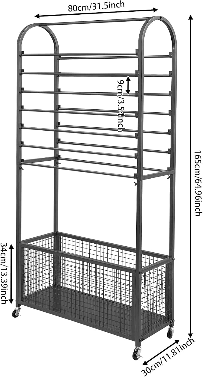 Double-Sided Ribbon Holder, 16-Layer Iron Ribbon Organizer Rack Wrapping Paper Storage Rack Bottom Basket for Flower Shop, Craft Room, H: 65Inch - Image 3