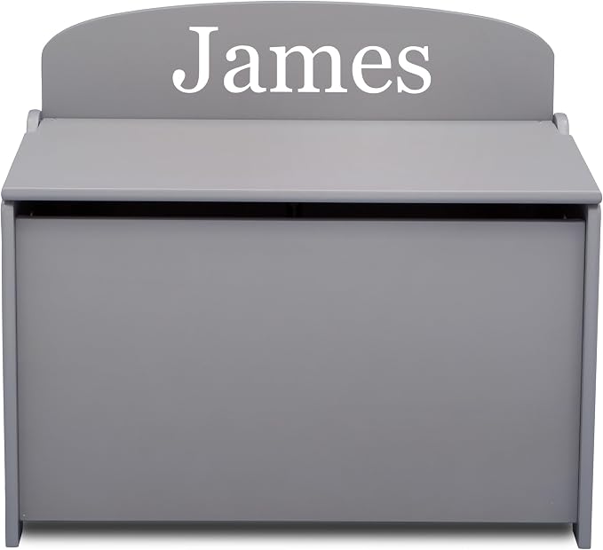 Delta Children Personalized MySize Deluxe Toy Box, Grey by DeltaChildren