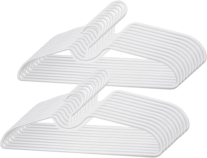 Plastic Clothes Hangers Space Saving Short Neck Hanger, Anti-Slip for Heavy-Duty Slim Closet Thin Hangers, Coat Hanger for College Dorms, Homes & More, Enhances Closet Space(20Pack) by Unknown