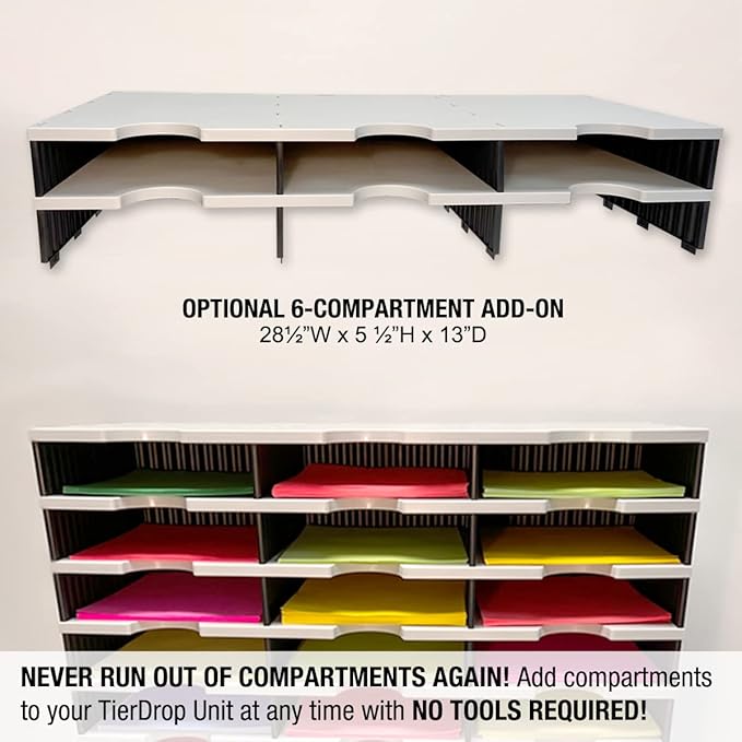 Ultimate Office TierDrop Desktop Organizer, 9 Compartment Sorter, 3-Wide | Sorts documents, forms, mail for office or classroom; modular no-tool assembly design, easily expands with add-on tiers - Image 5