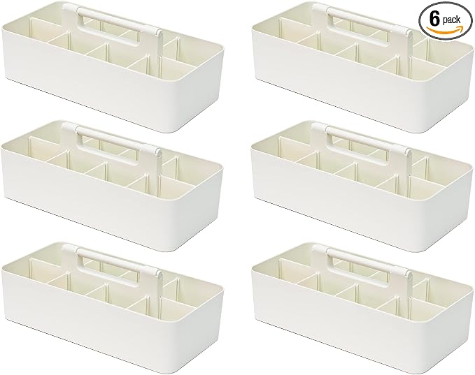 -Large Portable Caddy, DIY Dividers, 8 Compartments, School Office Supplies Home Business Organizer,Portable Basket with Handle Storage Organizer Modern Made in USA (6 PACK, Ivory) by EnjoyOrganizer