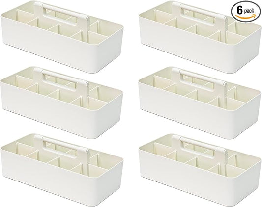 -Large Portable Caddy, DIY Dividers, 8 Compartments, School Office Supplies Home Business Organizer,Portable Basket with Handle Storage Organizer Modern Made in USA (6 PACK, Ivory) by EnjoyOrganizer