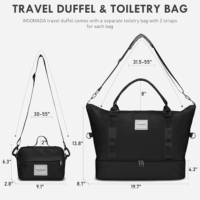 WOOMADA Weekender Overnight Bag for Women, Shoulder Travel Duffel with Shoes Compartment,Gym Bag with Toiletry Bag - Image 2