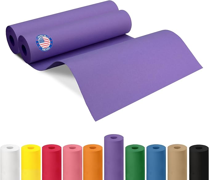 12" x 1200" (100 ft) Purple Kraft Paper Roll, Pack of 2 - USA-Made Quality Craft Paper for Gift Wrapping, Kids' Arts & Crafts, School Projects - 100% Recycled, 50 lb Natural Material by IDL Packaging by IDLPackaging