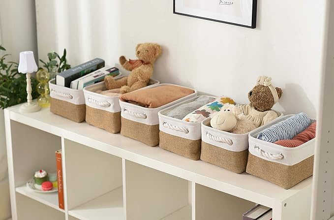 Small Baskets for Organizing, [6 PCS] Collapsible Storage Baskets for Shelves, Storage Bins Boxes Cubes for Clothes Books - Image 3