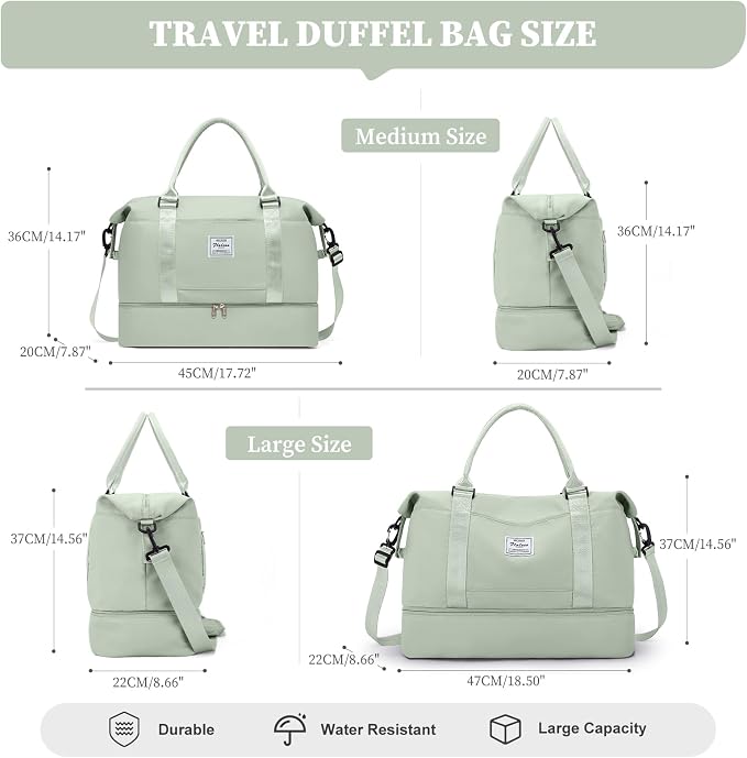 Weekender Bags for Women, Personal Item Travel Bag with Shoes Compartment | Overnight Travel Duffel Bag with Toiletry Bag, Airplane Friendly Carry-On Bag with Wet Pocket & Trolley Sleeve,Medium - Image 3