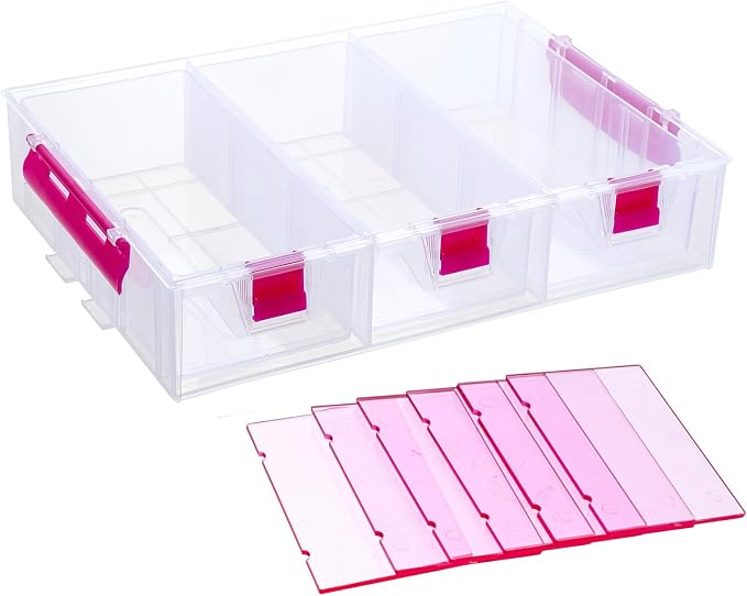 MyGift Stackable Single Tray Add-On for 11-Inch Clear Arts & Crafts Container, 9-Compartment Sewing Supplies Organizer with Removable Dividers for Craft Storage, Includes 3 Drawers - Image 7