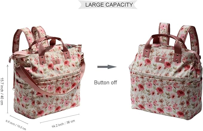 Diaper Tote Bag Totepack Backpack Crossbody Bag 3 in 1 for Women Laptop Backpack Multifunctional with Insulated Pockets - Image 2