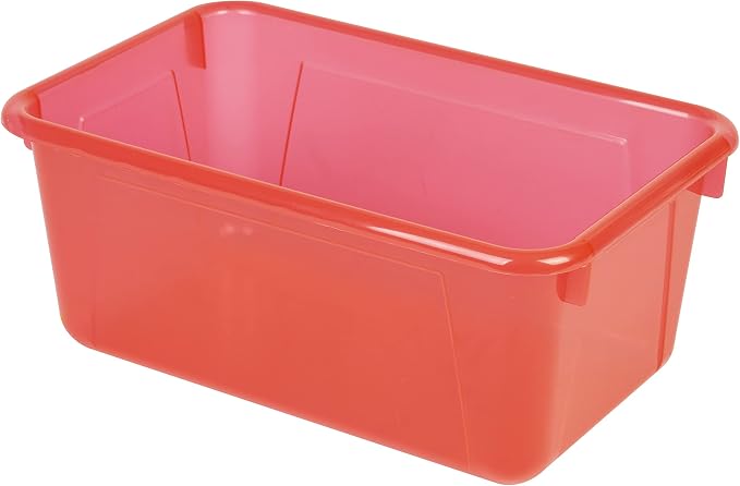Storex Small Cubby Bins – Plastic Storage Containers for Classroom, 12.2 x 7.8 x 5.1 inches, Candy Red, 5-Pack (62475A05C) - Image 2