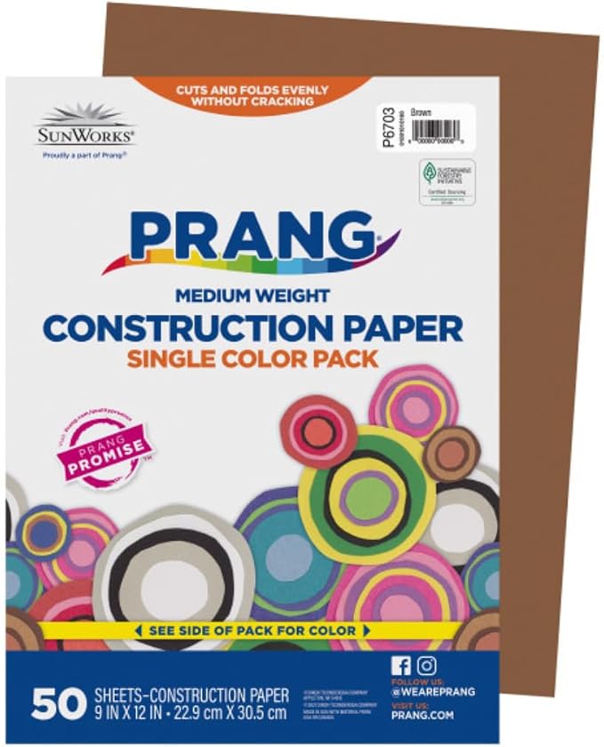 Prang Construction Paper, 9" x 12", Brown, 50/Pack, 50 Packs | Formerly SunWorks, Class Pack, 2500 Sheets Total, P6703 - Image 2