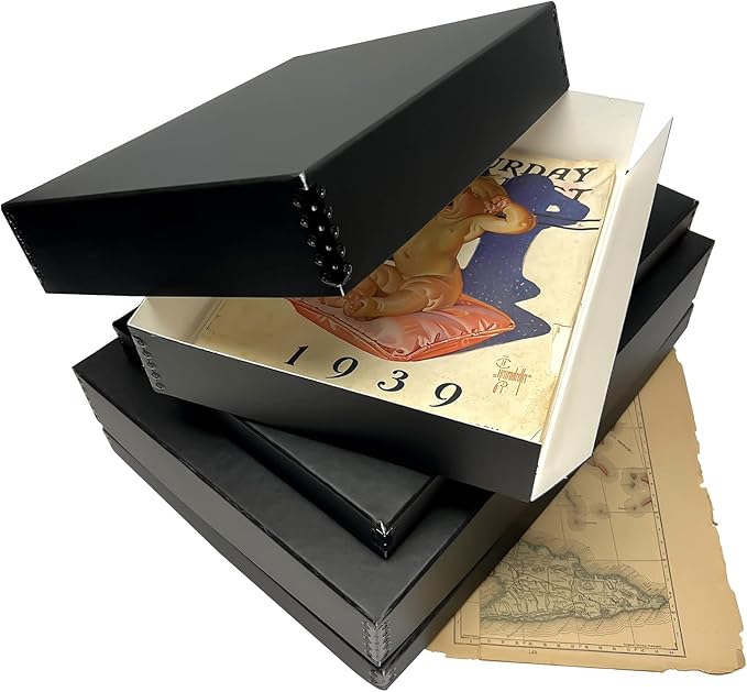 Lineco 11x14 Black Museum Archival Storage Box, Drop Front, 11.75x15x3 in. | Acid-Free with Metal Edge. Preserves Picture Longevity, Organize Photos or Documents, Crafts, DIY. - Image 5