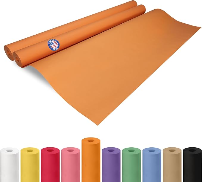 36" x 1200" (100 ft) Orange Kraft Paper Roll, Pack of 2 - USA-Made Quality Craft Paper for Gift Wrapping, Kids' Arts & Crafts, School Projects - 100% Recycled, 50 lb Natural Material by IDL Packaging by IDLPackaging