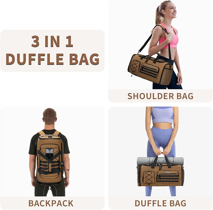 BOSSTIN Gym Bag for Men & Women, 45L-50L Expandable Sports Duffle Bag | Convertible Duffel Backpack, Comes with Toiletry Bag, Shoe Compartment & Wet Pocket, for Workout, Weekender, Overnight Travel - Image 5